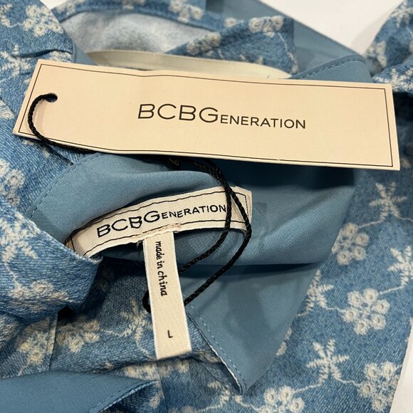 BCBGeneration TOP Large or XL Flutter Strap Bow Tie Crop Color Eyelet Party New - Picture 10 of 15